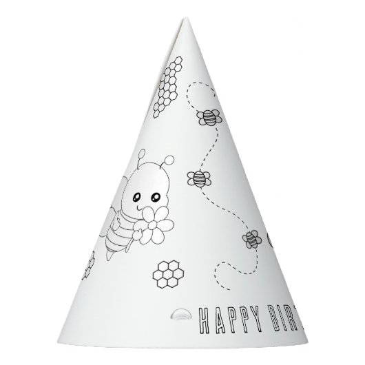 Bumble bee Birthday Party-kleur Uw eigen partijpro Feesthoedjes (Links)