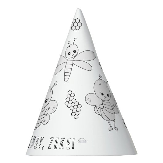Bumble bee Birthday Party-kleur Uw eigen partijpro Feesthoedjes (Rechts)