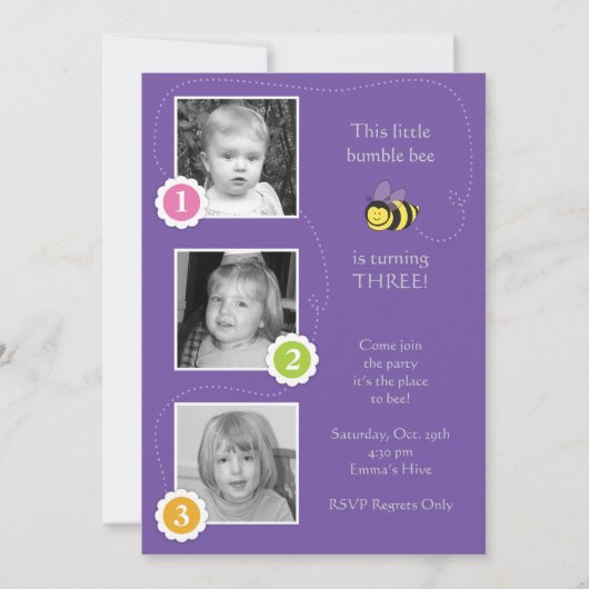 Bumble Bee Birthday Uitnodiging (Voorkant)