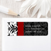 Bumble bee Black Damask Adresetiketten Red Trim Etiket (Insitu)