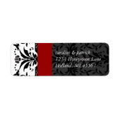 Bumble bee Black Damask Adresetiketten Red Trim Etiket (Voorkant)