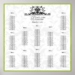 Bumble bee Black Damask-u kiest grenskleur Poster