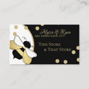 Bumble Bee Black en Gold Baby shower Registry Informatiekaartje