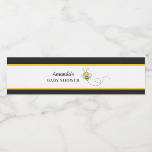 Bumble Bee Black en Gold Baby shower Waterfles Etiket