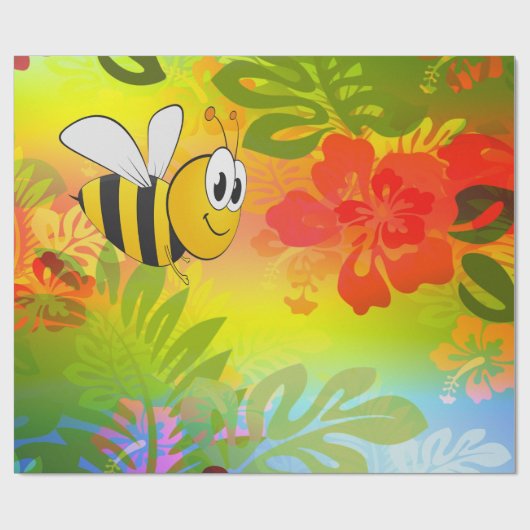 Bumble bee bloem cadeau papier (Vlak)