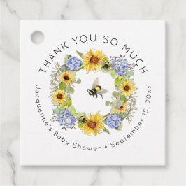 Bumble Bee Bloemen Zonnebloemenblad Blauw Baby sho Bedankjes Labels