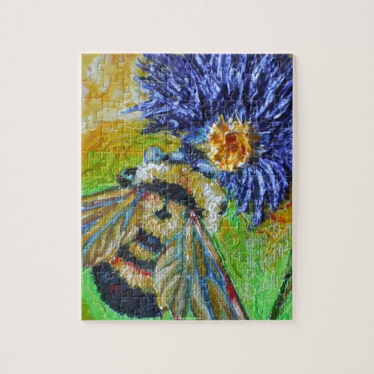 Bumble Bee & Blue Aster Jigzaag Puzzle Legpuzzel (Verticaal)