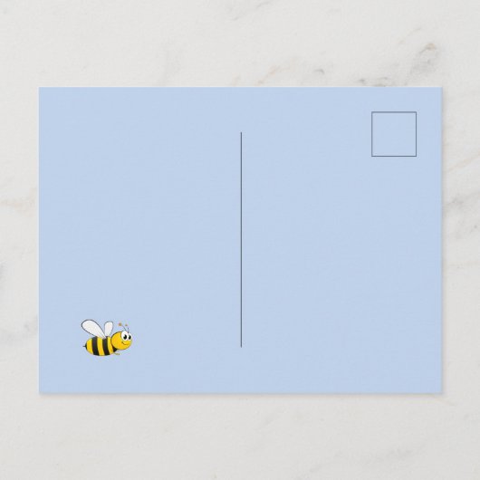Bumble bee blue sunflower baby shower boy briefkaart (Achterkant)