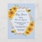 Bumble bee blue sunflower baby shower boy briefkaart (Voorkant)