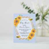 Bumble bee blue sunflower baby shower boy briefkaart (Staand voorkant)