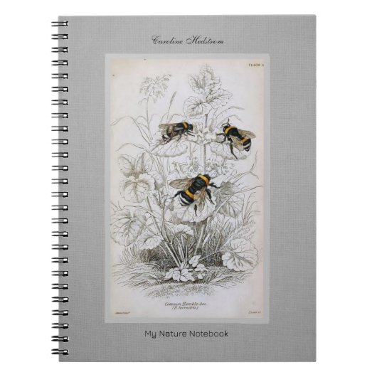 Bumble Bee Botanical op linen Notitieboek (Voorkant)