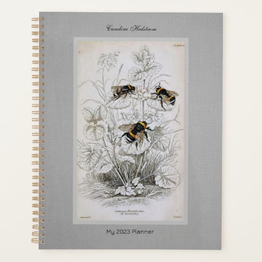 Bumble Bee Botanical op linen Planner (Voorkant)
