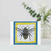 Bumble bee Briefkaart Yellow Blue Black Insect (Staand voorkant)