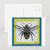 Bumble bee Briefkaart Yellow Blue Black Insect (Voorkant / Achterkant)