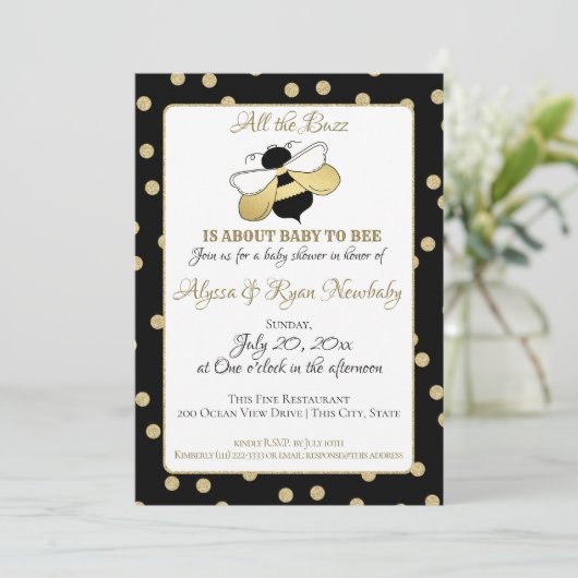 Bumble Bee Buzz-Baby shower Kaart (Staand voorkant)