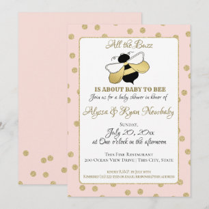 Bumble Bee Buzz Roze Baby shower Kaart