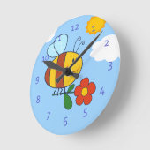 Bumble Bee Cartoon Design Ronde Klok (Hoek)