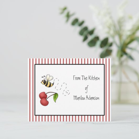 Bumble bee Cherries Recipe Cards Briefkaart (Staand voorkant)