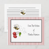 Bumble bee Cherries Recipe Cards Briefkaart (Voorkant / Achterkant)