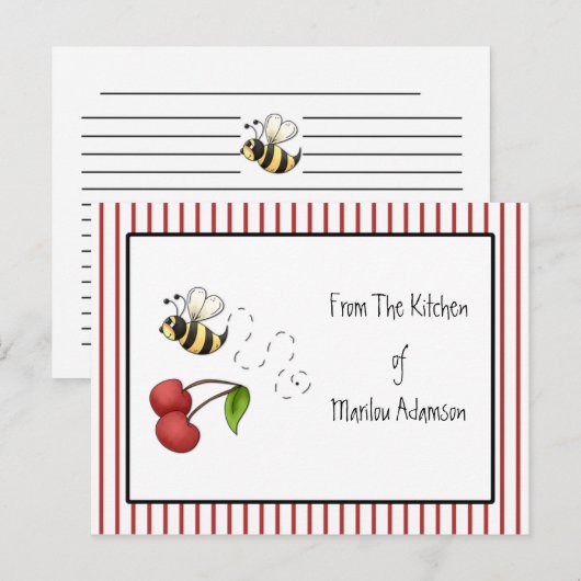 Bumble bee Cherries Recipe Cards Briefkaart (Voorkant / Achterkant)