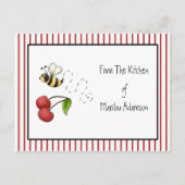 Bumble bee Cherries Recipe Cards Briefkaart (Voorkant)