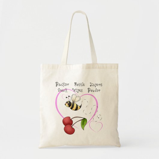 Bumble bee Cherry roze Heart Baby Tote Bag (Voorkant)