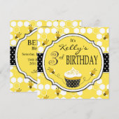 Bumble bee Cupcake Derde verjaardag Kaart (Voorkant / Achterkant)