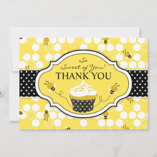 Bumble Bee Cupcake Hartelijk dank Bedankkaart (Voorkant)