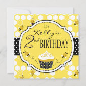 Bumble Bee Cupcake Tweede verjaardag Kaart (Voorkant)