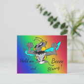 Bumble Bee Cust. Tekst 'Hold on' Rainbow-Briefkaar Briefkaart (Staand voorkant)