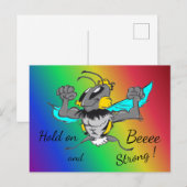 Bumble Bee Cust. Tekst 'Hold on' Rainbow-Briefkaar Briefkaart (Voorkant / Achterkant)