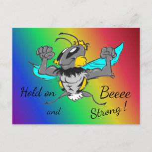 Bumble Bee Cust. Tekst 'Hold on' Rainbow-Briefkaar Briefkaart