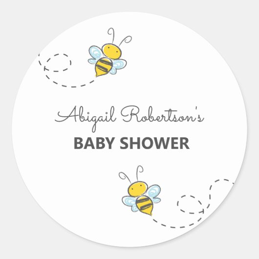 Bumble Bee Custom Baby shower Classic Ronde Sticke Ronde Sticker (Voorkant)
