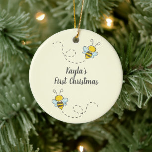 Bumble Bee Custom First Kerstkeramische versiering Keramisch Ornament