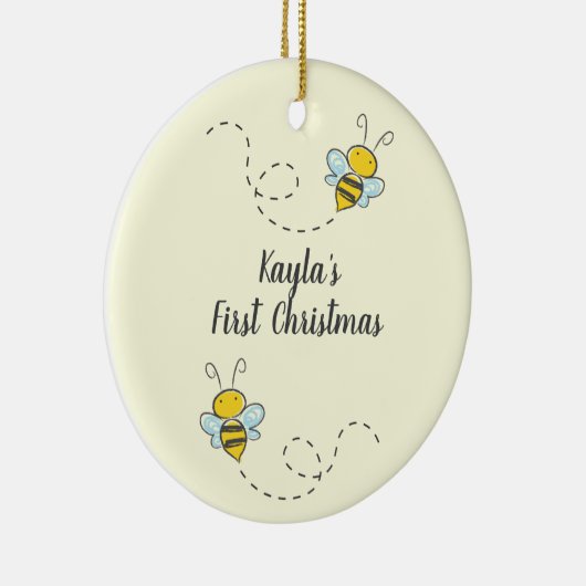 Bumble Bee Custom First Kerstkeramische versiering Keramisch Ornament (Rechts)