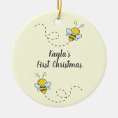 Bumble Bee Custom First Kerstkeramische versiering Keramisch Ornament (Voorkant)
