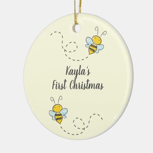 Bumble Bee Custom First Kerstkeramische versiering Keramisch Ornament (Links)
