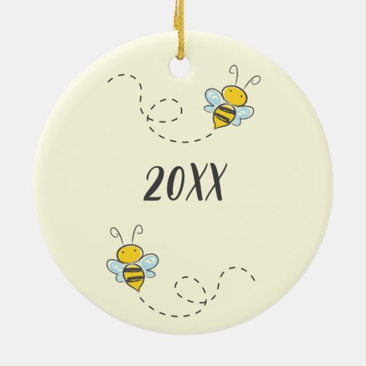 Bumble Bee Custom First Kerstkeramische versiering Keramisch Ornament (Achterkant)