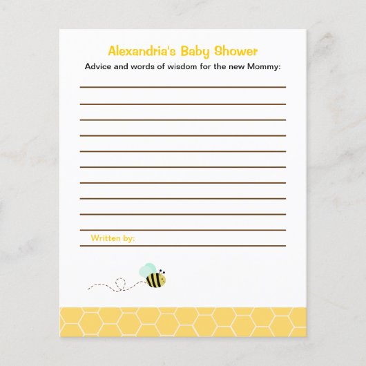 Bumble bee Custom Flyer Baby shower Advice Kaarten (Voorkant)