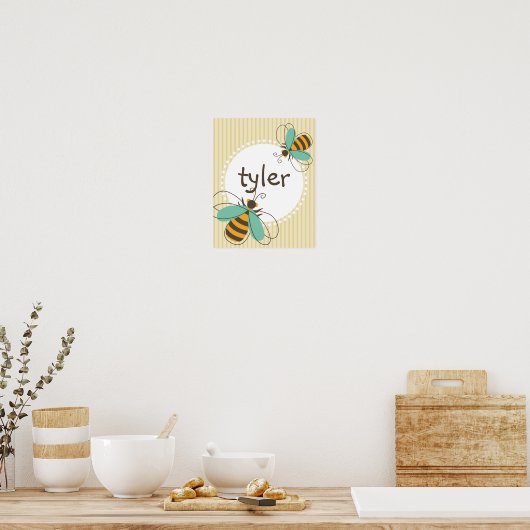 Bumble bee Custom Name Kind Poster (Keuken)