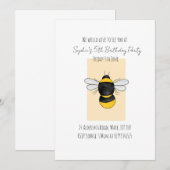 Bumble Bee Cute Birthday - uitnodiging (Voorkant / Achterkant)