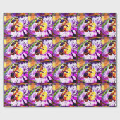 Bumble Bee Daisies Daisy Bloemen Tuin Cadeaupapier (Vlak)