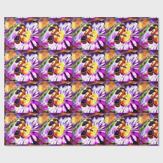 Bumble Bee Daisies Daisy Bloemen Tuin Cadeaupapier (Vlak)