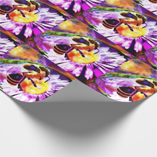 Bumble Bee Daisies Daisy Bloemen Tuin Cadeaupapier (Hoek)