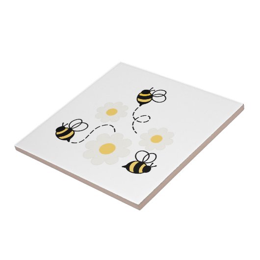 Bumble Bee Daisies Tegeltje (Zijkant)