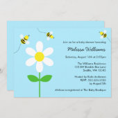 Bumble Bee Daisy Baby Shower Invitations Kaart (Voorkant / Achterkant)