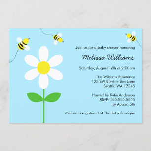 Bumble Bee Daisy Baby Shower Invitations Kaart