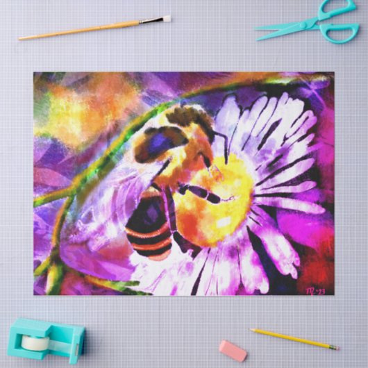 Bumble Bee Daisy Flower Garden Decoupage Tissuepapier (Craft)