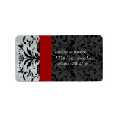 Bumble bee Damask Adresetiketten Red Trim Etiket (Voorkant)