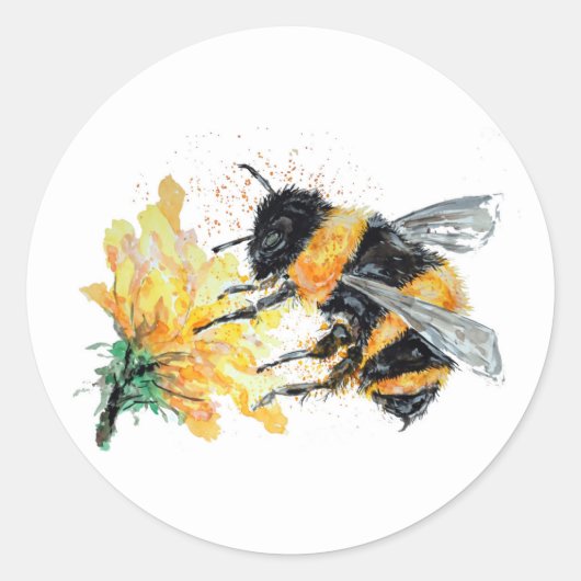 Bumble Bee die polen verzamelt Ronde Sticker (Voorkant)
